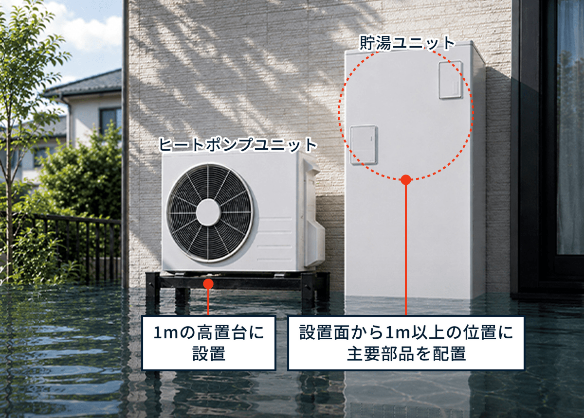 水害対策がされたエコキュート