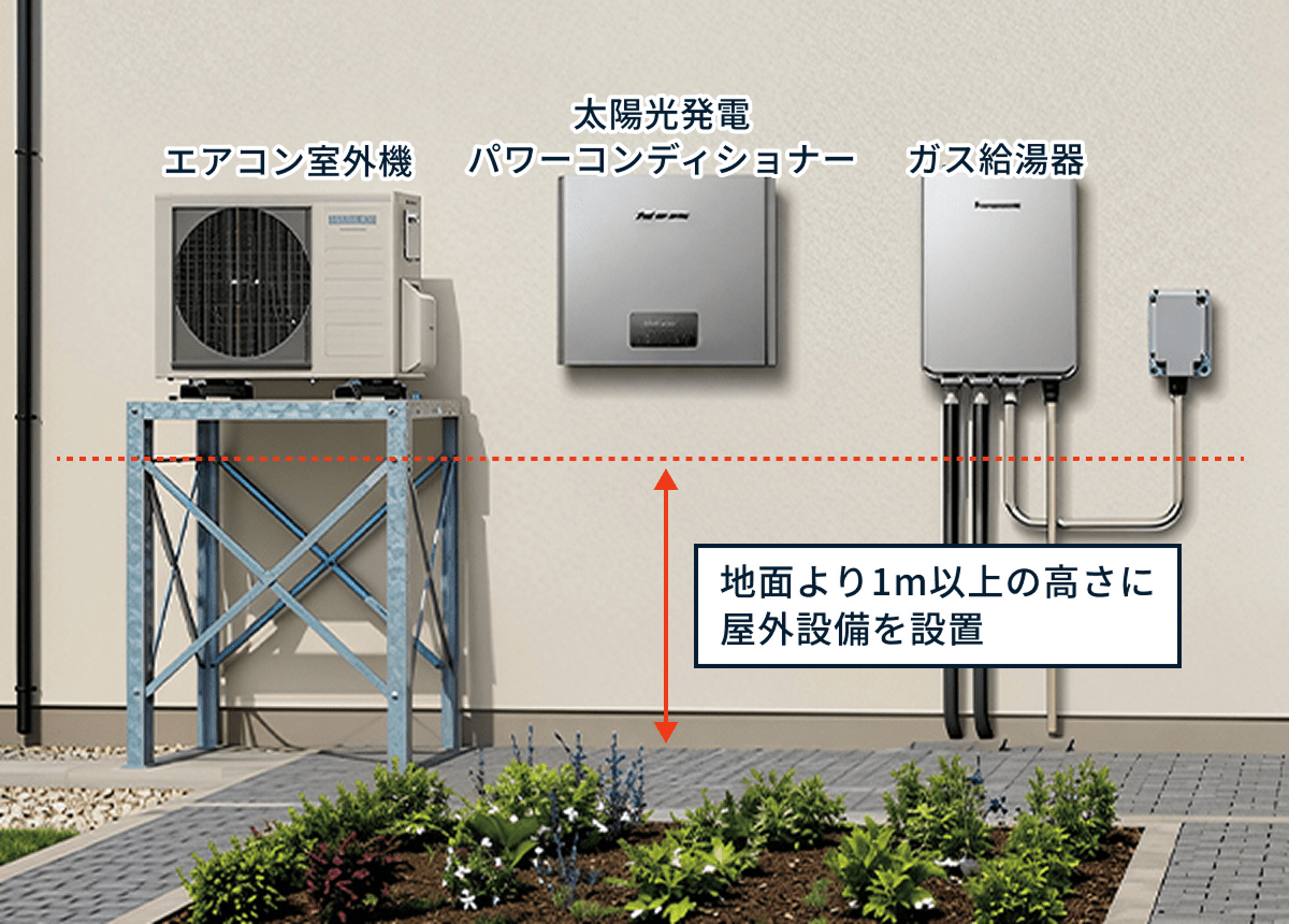 水害対策がされた屋外設備