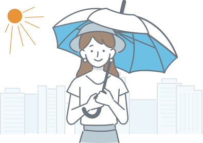 日傘の下で涼しく感じる女性のイメージ