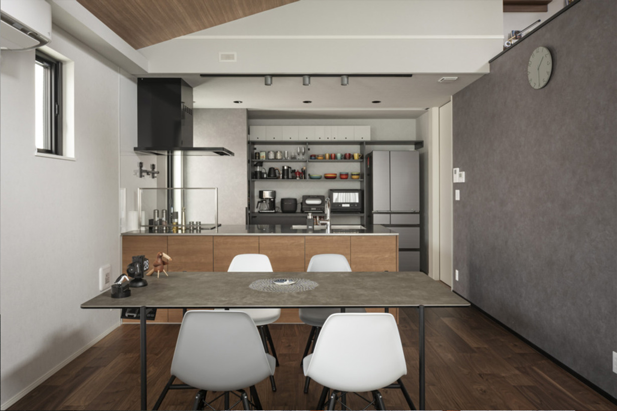 収納力とデザイン性を兼ね備えたキッチン。