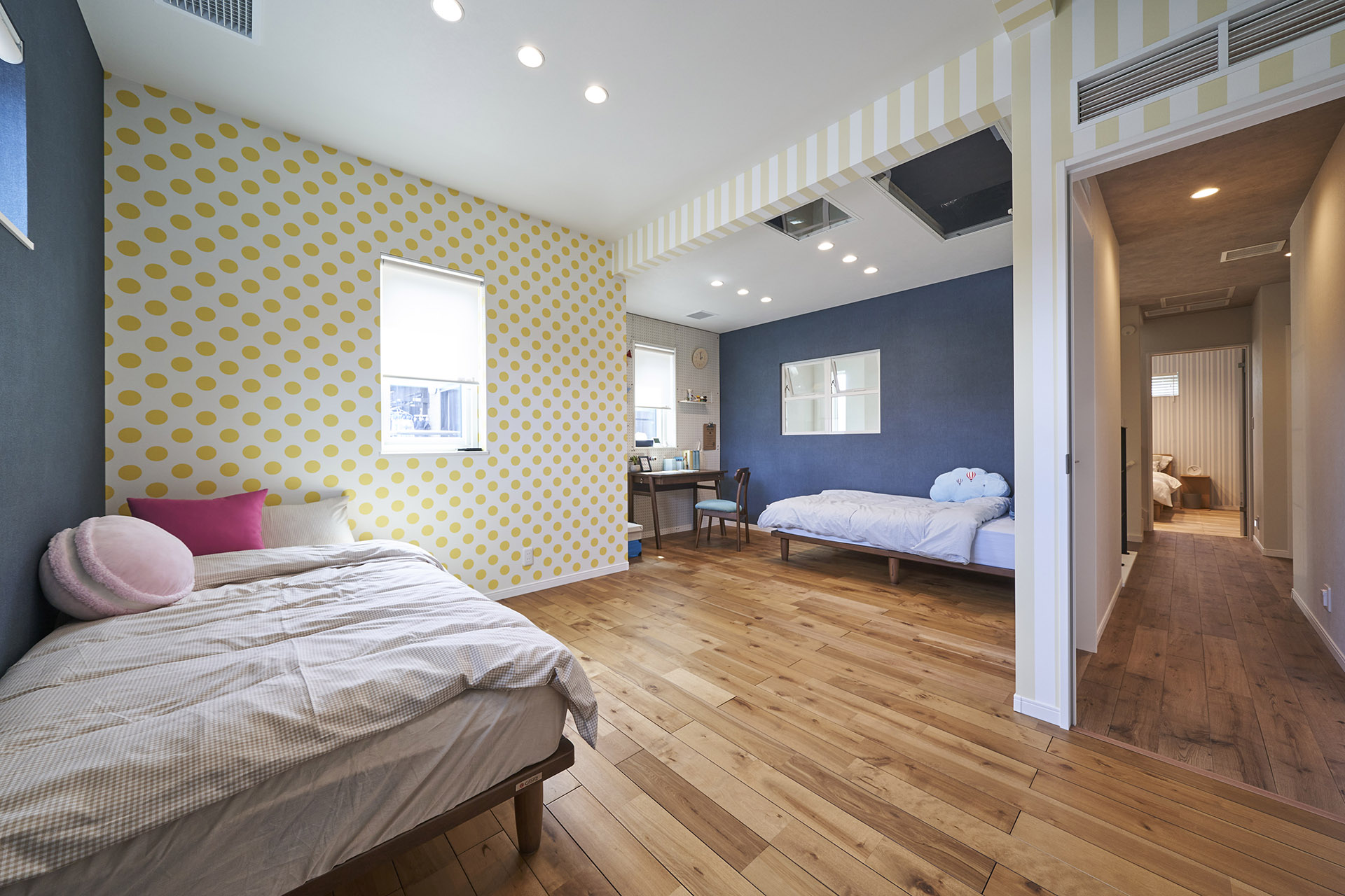 ［埼玉県所沢市］ダブル断熱仕様のZEH（ゼロエネルギーハウス）ヤマト住建モデルハウスの将来間仕切りできる子供部屋