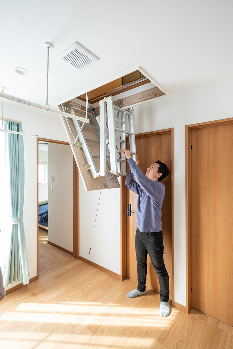 ［埼玉県川口市］高気密・高断熱のZEH（ゼロエネルギーハウス）ヤマト住建の建築実例お客様のお家の小屋裏首脳